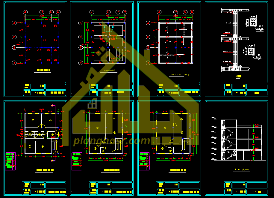 نقشه ساختمان اداری 10 در 12 سه طبقه برای سوله های صنعتی