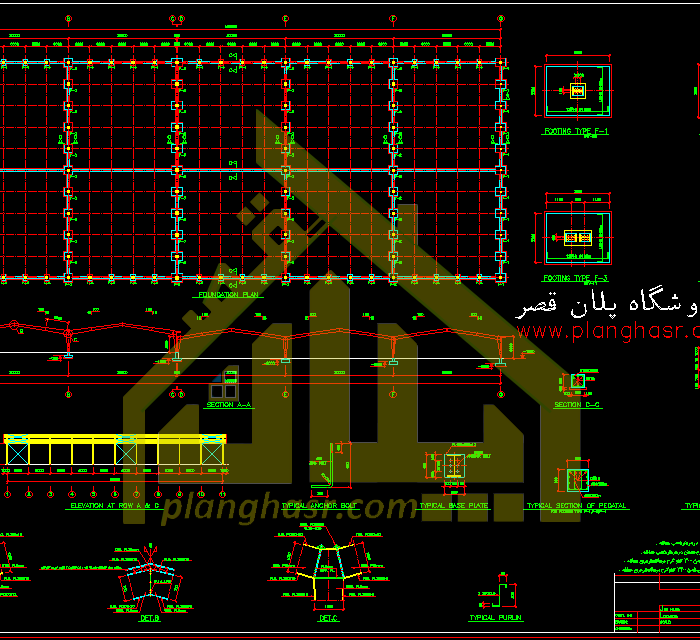 نقشه سوله صنعتی با دهانه 30 متری