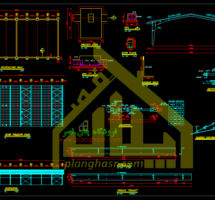 نقشه سوله صنعتی با دهانه 22 متر
