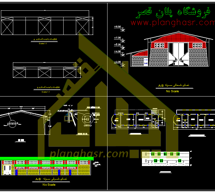 نقشه معماری و سازه سوله ۱۶ در ۴۲ با بچه سوله