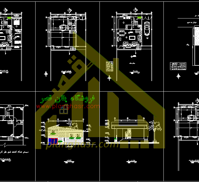 نقشه اجرایی ویلا نیم دوبلکس 120 متری با پیلوت