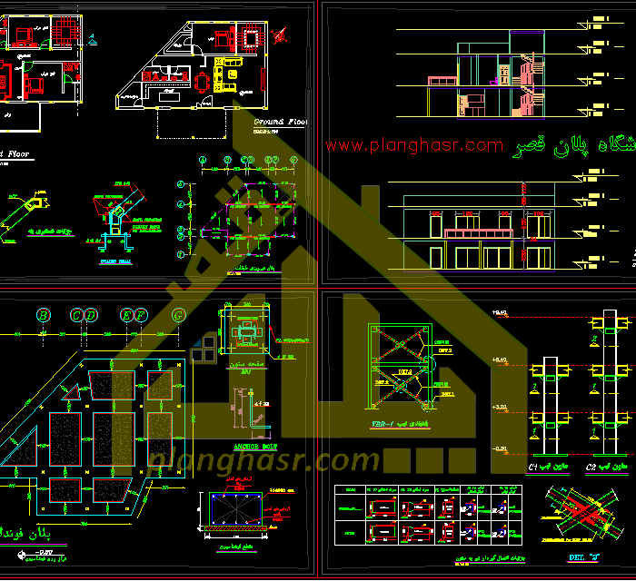 نقشه ی ویلای دوبلکس در زمین مثلثی ( زوزنقه ای )