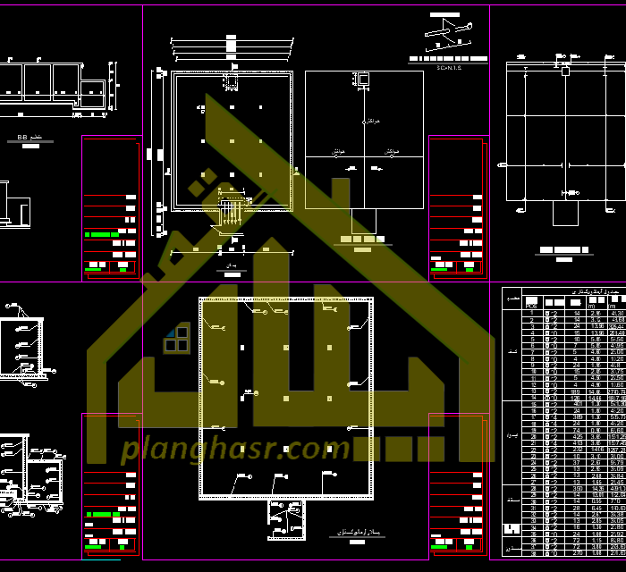 نقشه ی مخزن بتنی 500 متر مکعبی