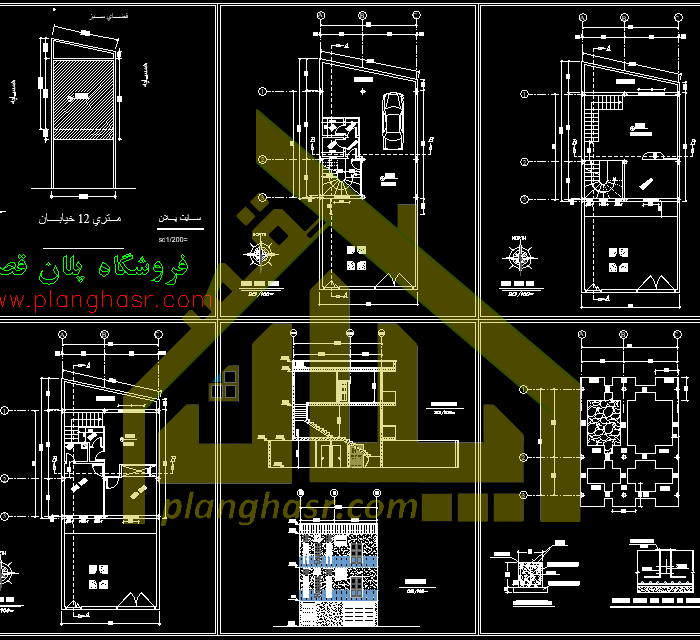نقشه ویلا 7.5 در 8.30 سه طبقه