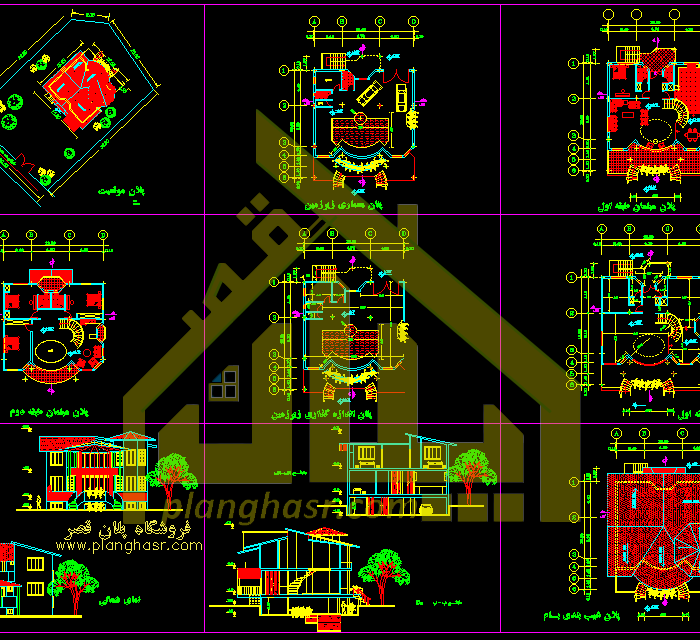نقشه ویلای مدرن تریبلکس 450 متری لوکس