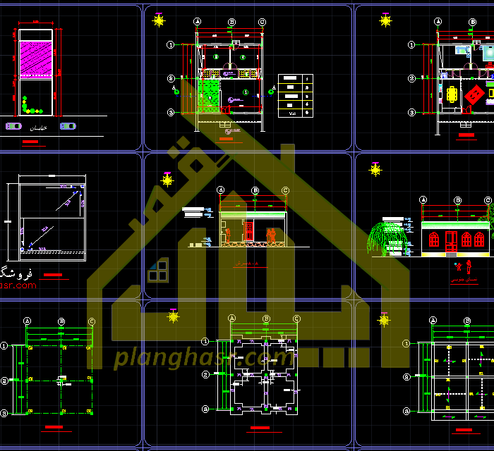 نقشه معماری و سازه ویلا 75 متری