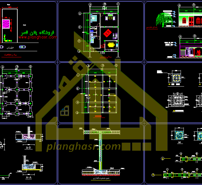 نقشه خانه ویلایی 12*9 فلت مدرن