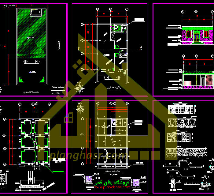 نقشه خانه ویلایی 100 متری شیک دو خواب