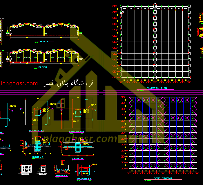 نقشه اجرایی سوله دهانه 34 متر