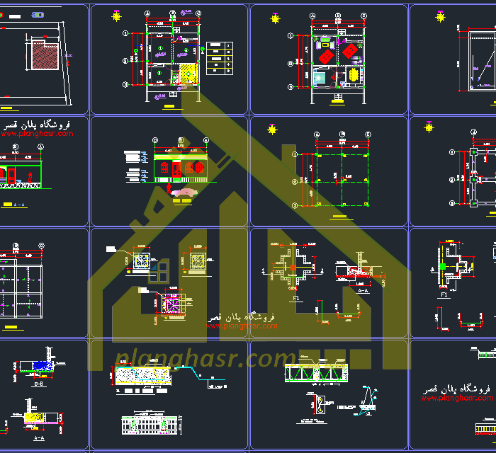 نقشه ساختمان 80 متری یک طبقه 9*9