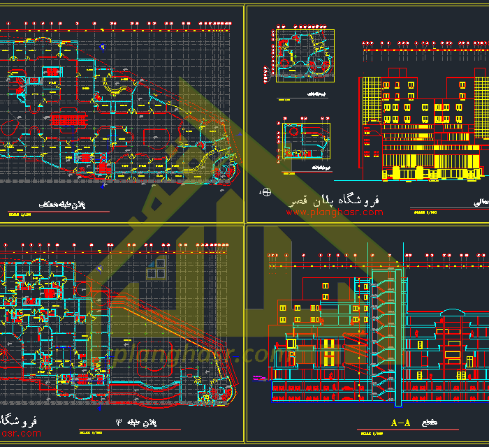 نقشه ساختمان تجاری اداری 10 طبقه