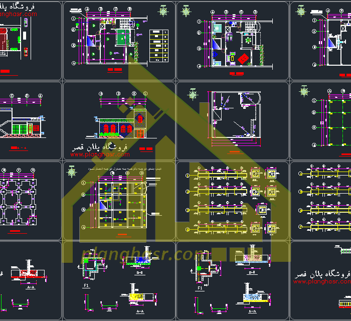 نقشه خانه مسکونی 10.5*11 یک طبقه دو خواب
