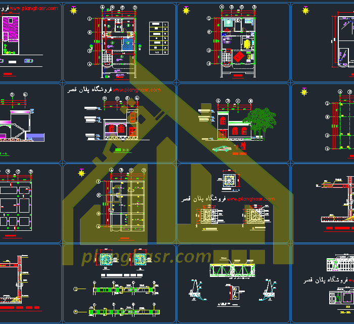 نقشه خانه 11*8 یک طبقه ویلایی