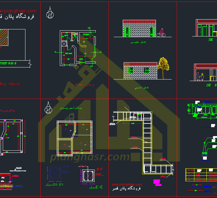 دانلود نقشه خونه باغ کوچک 55 متری
