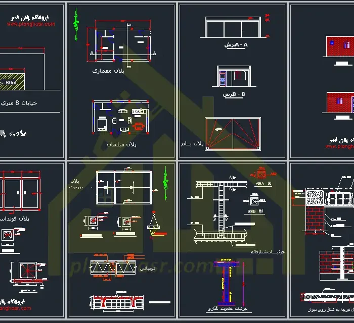 نقشه ویلای 60 متری یک خوابه با ابعاد 10*6